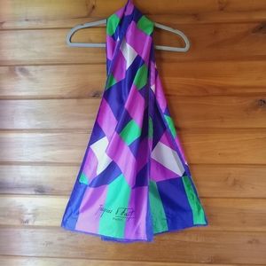 Vintage Jacques Fath Silk Scarf Made In France.